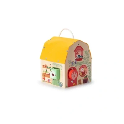 Image of LILLIPUTIENS Sound and Shape Sorting House Educational Wooden Toy with Animals, Shapes, Different Sounds Develops Motor Skills, Imagination, Thinking Baby From 10 Months 83445
