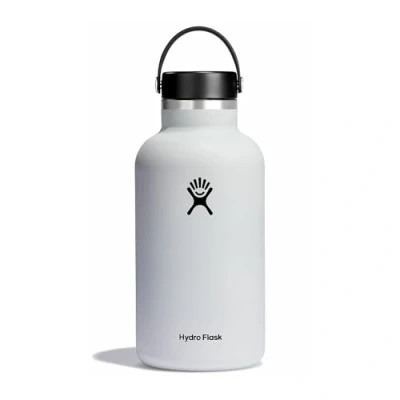 Image of Hydro Flask Water Bottle 1893 ml (64 oz) Vacuum Insulated Stainless Steel with Leak Proof Flex Cap and Powder Coat Wide Mouth White