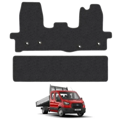 Image of Carpet Floor Mats for the Ford Transit (2014+) [Only suitable Tipper] Van Accessory Tailored fit, Granulated Anti Slip Layer &amp; Black Binding