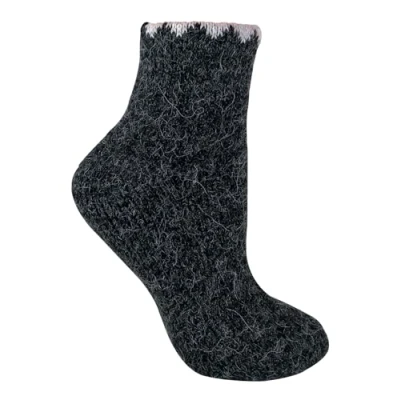 Image of Sock Snob 1 x Ladies Warm Fluffy Non Slip Alpaca Wool Blend Thermal Slipper Bed Socks with Grippers (Black) 4 8