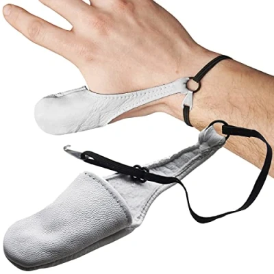 Image of RE GEN Leather Reusable Protective Adjustable First Aid Thumb Stall Protection Cot White (Large)