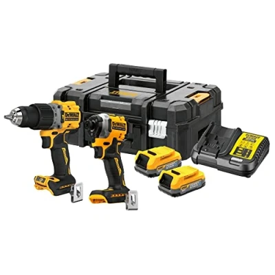Image of DEWALT DCK2050E2T GB 18V XR BL G3 Compact Twin Kit (DCD805 + DCF850) 2 x Powerstack Batteries