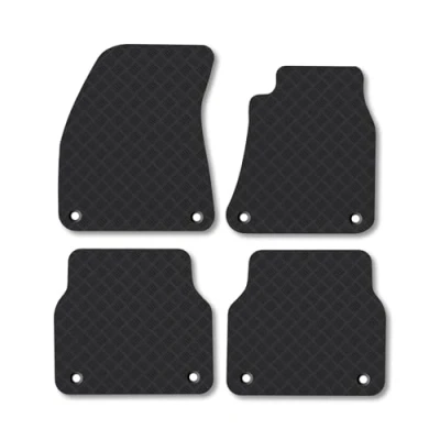 Image of Rubber Car Mats Compatible with Audi A8 (2010 2018) [Swb] Tailored Fit Floor Set Accessory Black Custom 4 Pieces Clips Anti Slip Backing, Heavy Duty &amp; Waterproof