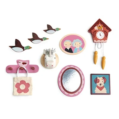 Image of Tender Leaf Toys Wall Décor Wooden Dolls House Furniture Inspire Imaginative Play With Room for Children 3+