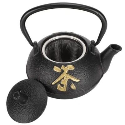 Image of Cast Iron Teapot 300ml, Chinese Classic Tea Pot Stove Top Teapots Kettle with Infuser for Loose