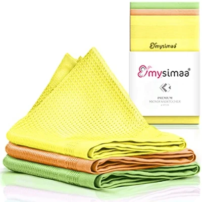 Image of mysimaa® Special cleaning cloths premium professional microfibre multi purpose without agents for streak shine in the home, car, office windows, mirrors, etc.(40 x 40)