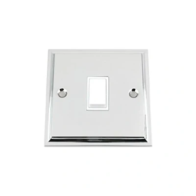 Image of Light Switch 1 Gang Polished Chrome Victorian White Insert Plastic 10 Amp Single 2 Way