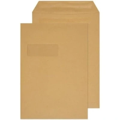 Image of Q Connect C4 Envelopes Window Pocket Self Seal 90gsm Manilla (Pack of 250) 9017501