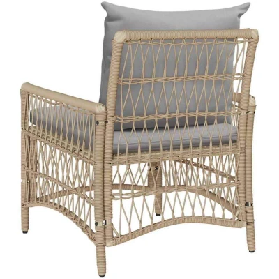 Image of vidaXL Garden Chair with Cushions Beige 60x70x78 cm Poly Rattan