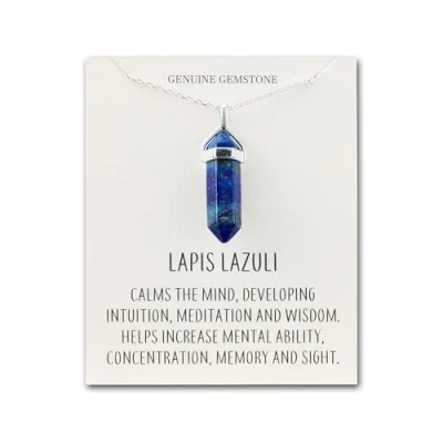 Image of Philip Jones Lapis Gemstone Necklace with Quote Card