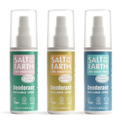 Image of Salt of the Earth Summer Scent Bundle Natural Deodorant Sprays Neroli &amp; Orange Blossom, Ocean Coconut Melon Cucumber Suitable for Men, Women Kids 100ml