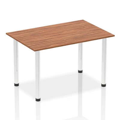Image of Impulse 1400mm Straight Table Walnut Top Chrome Post Leg