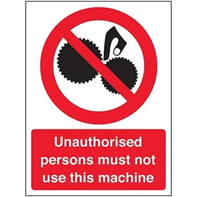 Image of V Safety Unauthorised persons not to use this machine 200x300mm Magnetic Sign