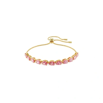 Image of Swarovski Matrix bracelet, Pear cut, Pink, Gold tone plated