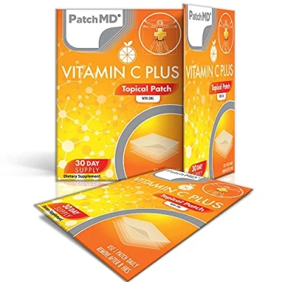 Image of PatchMD Vitamin C Plus™ 30 Daily Topical Patches. 100% Natural &amp; Vegan. Allergy Filler Free. High Absorption More bioavailable. Suitable for Sensitive stomachs bariatric.