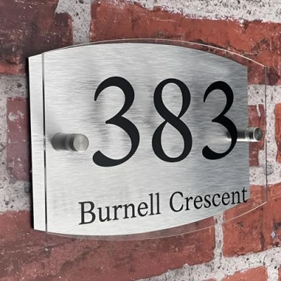 Image of House Numbers Plaques Modern Black Door for Wall Address Number Plates Outside Personalised Front Perspex Acrylic Sign (Classic Font)
