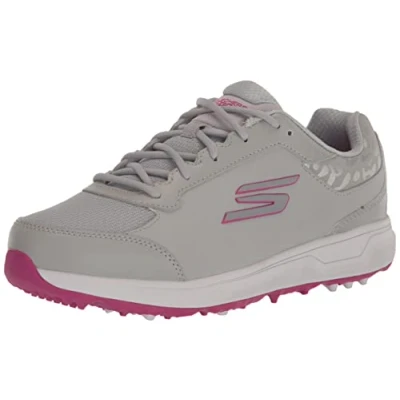 Image of Skechers Mens Prime Relaxed Fit Spikeless Golf Shoe Sneaker, Gray/Pink, 9