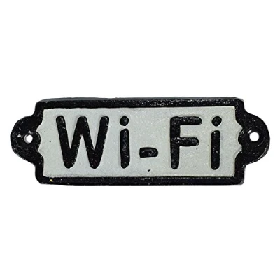 Image of Wi Fi Wifi Cast Iron Sign Plaque Door Wall Fence Post Cafe Shop Pub Hotel Bar