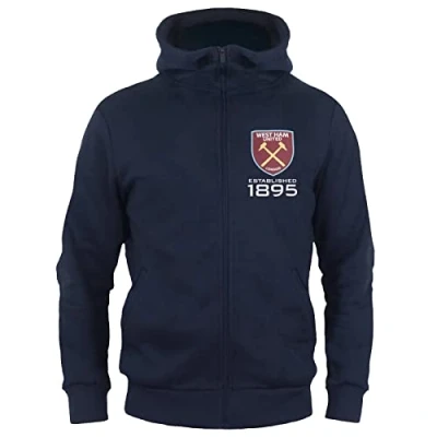 Image of West Ham United FC Official Gift Boys Zip Hoody Fleece Navy 10 11 Years