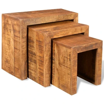 Image of vidaXL Nesting Table Set 3 Pieces Solid Mango Wood