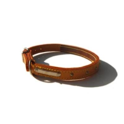 Image of Studded Bridle Leather Dog Collar (London Tan, 16&quot; x 5/8&quot;)