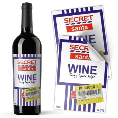 Image of [3 Pack] Funny Wine Xmas Secret Santa Supermarket Budget Alcohol Bottle Gift Novelty Drinks Sticker Label (Secret Pack])