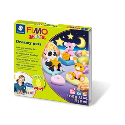 Image of STAEDTLER FIMO Kids Dreamy Pets 8034 28 LY Play and Modelling Set Exciting Child Friendly Projects Promotes Fine Motor Skills Creativity
