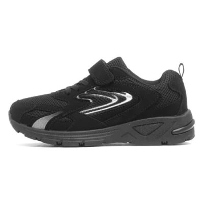 Image of XL Kids&#039; Black Easy Fasten Trainers Size 9 Child UK
