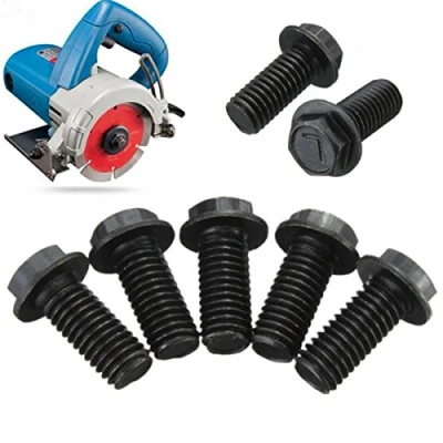 Image of Alamor 1Pcs Saw Blade Bolt M8 X 18mm Left Hand Thread Black Metal Hex Head Flange