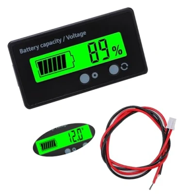 Image of VooGenzek Battery Capacity Voltmeter Meter Monitor, Lead acid Lithium Li ion Voltage Tester, LCD Display DC 12V 24V 36V 48V (Green Light)