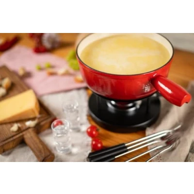 Image of Kuhn Rikon 32236 Cheese Fondue Set, Red, Cast Iron