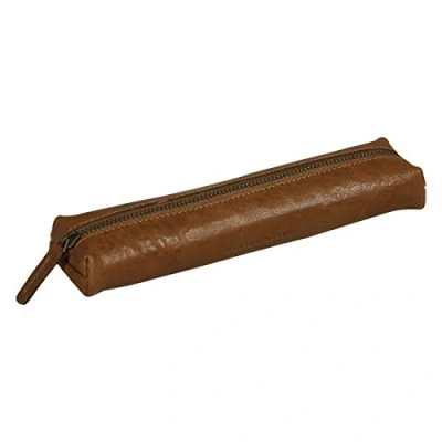 Image of Clairefontaine 106512C A Flying Spirit triangular pencil case 18x4x4 cm, in glazed lambskin, Cognac