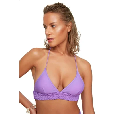 Image of Trendyol Women Triangle Woven Bikini Top Purple