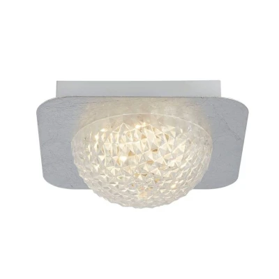 Image of Searchlight Lighting 1 Light Square Led Ceiling Silver Leaf with Clear Acrylic