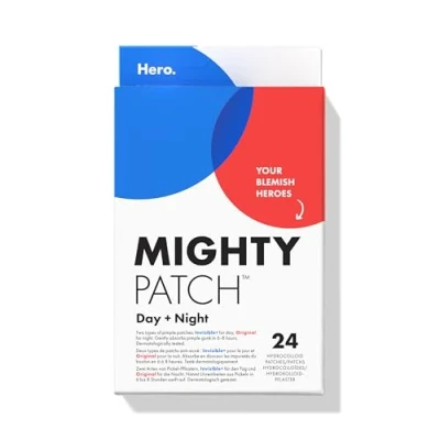 Image of Hero Cosmetics Mighty Patch Day + Night, Hydrocolloid Acne Patches, Absorb gunk from Spots Within 6 Hours, &amp; Night Spot Treatment, 24 x Pimple Patches: 12 Night.