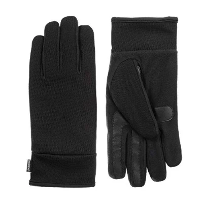 Image of Isotoner Men&#039;s Stretch Touchscreen Gloves with Water Repellent Technology Cold Weather, Black, Medium