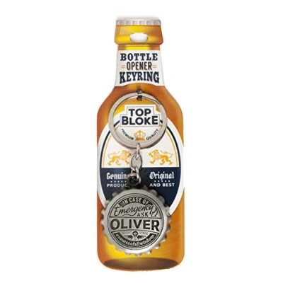 Image of Top Bloke Bottle Design Key Ring Opener Personalised to The Name of&quot;Oliver&quot;