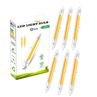 Image of UOOYAA R7S LED Bulb 78mm 10W Dimmable, Natural White 4000K, 1000LM, COB Double Ended Reflector Linear Lamp Replacement J78 100W Halogen for Ceiling Floodlight Wall Lamp, Pack of 6