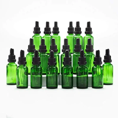 Image of YIZHAO Green Glass Dropper Bottles 30ml, with Pipette Dropper, for Essential oil, Aromatherapy, Laboratory, Massage, Makeup, Mixing, Travel 24Pcs