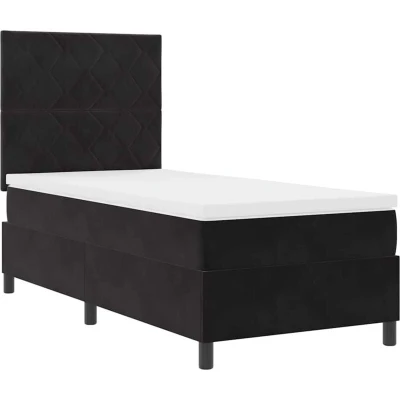 Image of vidaXL Box Spring Bed with Mattress &amp; LED Black 100x200 cm Velvet