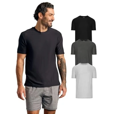 Image of True Classic Men&#039;s Active Crew Neck Short Sleeve T Shirt, 3 Pack Black, Charcoal Heather Gray, Light M