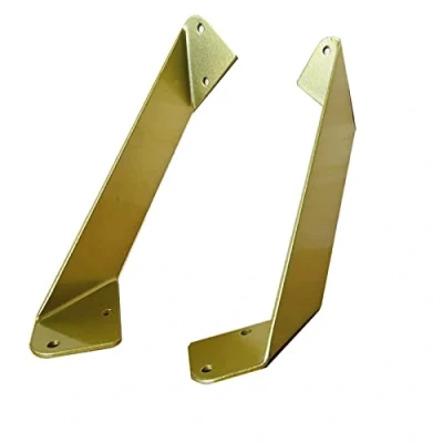Image of 2 Pieces of Rustic Metal Iron Shelf Brackets,Floating Wall Brackets,with Mounting Screws,Used for Space Saving Bathroom,Kitchen,and Living Room Brackets (12cm/4.7in,Gold)