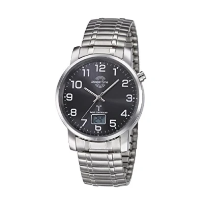 Image of Master Time Series MTGA 10308 22M Men&#039;s Radio Controlled Watch with Cord Pull, Stainless Steel Strap