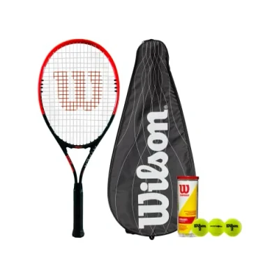 Image of Wilson Hyper Power Tennis Racket, Performance Padded Cover &amp; Championship Balls