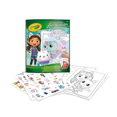 Image of CRAYOLA Colouring Album with Sticker Gabby&#039;s Dollhouse, 32 Pages and 4 Sheets of Stickers, for Children from 3 Years, 04 7025G