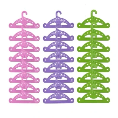 Image of Zliger 30 Pcs Doll Clothes Hanger Plastic Hangers for Baby Outfits (Pink Green Purple)