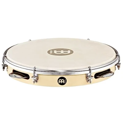 Image of Meinl Percussion Traditional Wood Pandeiro Frame Drum with Jingles Diameter 10 Inches Goat Skin Head Poplar / Steel, Natural Chrome Plated (PA10PW M)