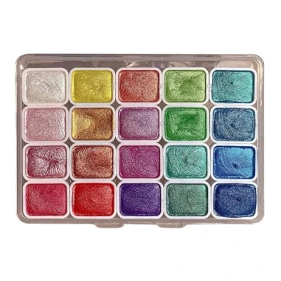 Image of 20 Colors Metallics Watercolour Paints, Paints For Beginners, Pearlescent Paint Set, Glitter Solid Box Artists, Portable Case With Palette