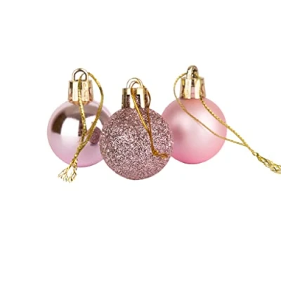 Image of 30mm/12Pcs Christmas Baubles Shatterproof Pale Pink, Tree Decorations Ball Ornaments Balls Xmas Hanging Holiday Decor Shiny,Matte,Glitter