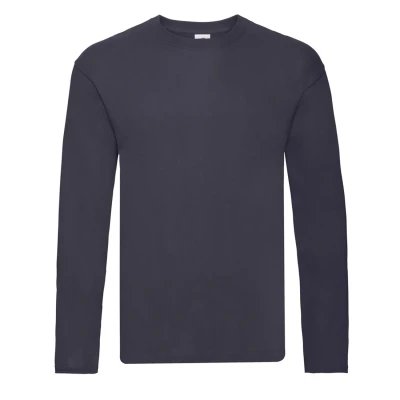 Image of Fruit of the Loom Mens R Long Sleeved T Shirt (Deep Navy) Blue Cotton Size Small
